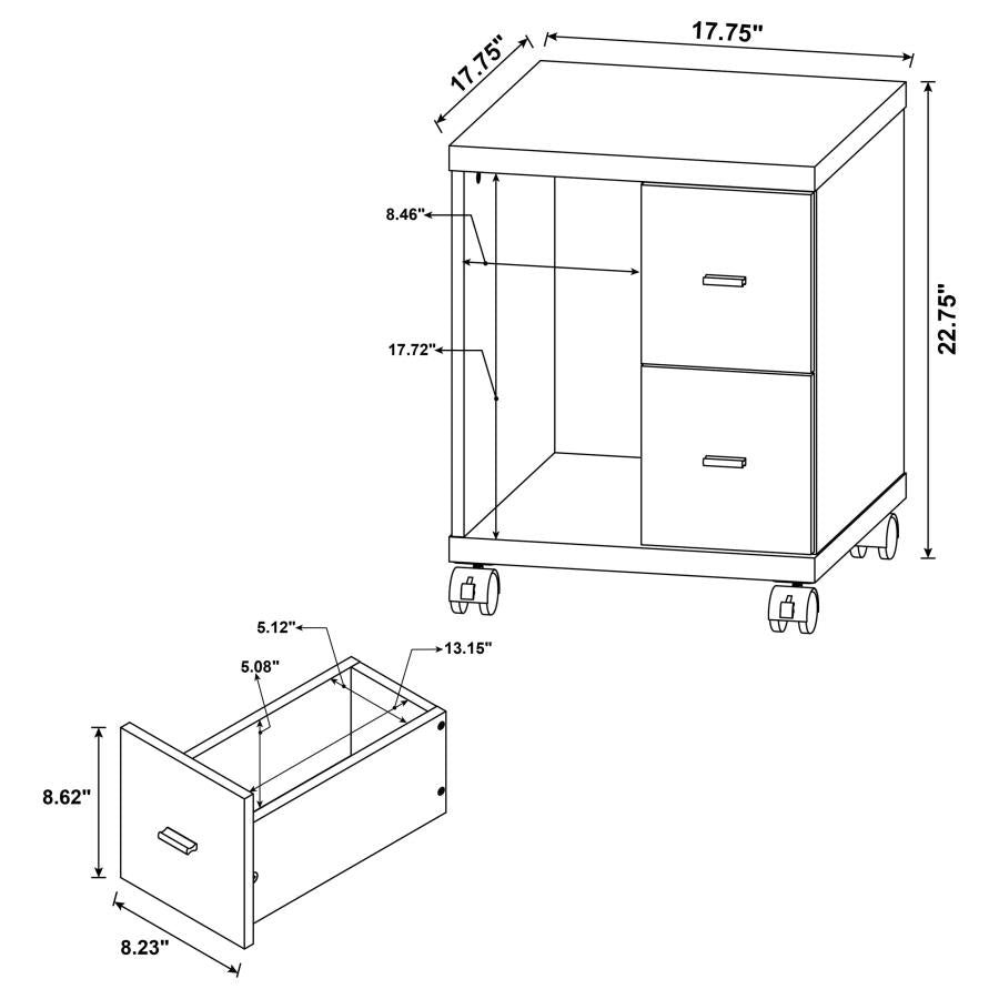 Russell 2-drawer CPU Stand Black Oak Medium Oak