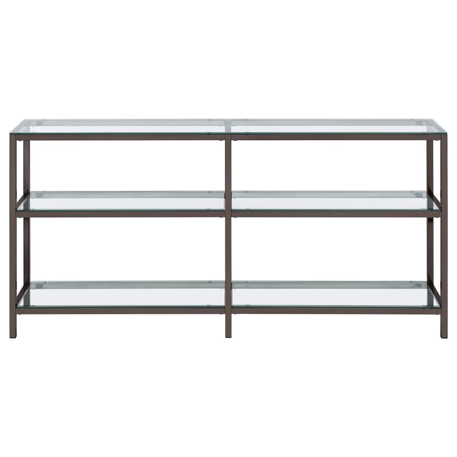 Contemporary Black Nickel Finish 2-Tier Bookcase Shelf