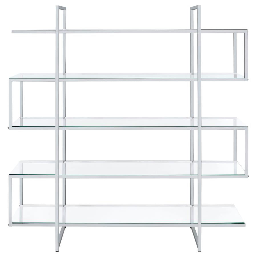 Elmer 5-shelf Bookcase Chrome and Clear