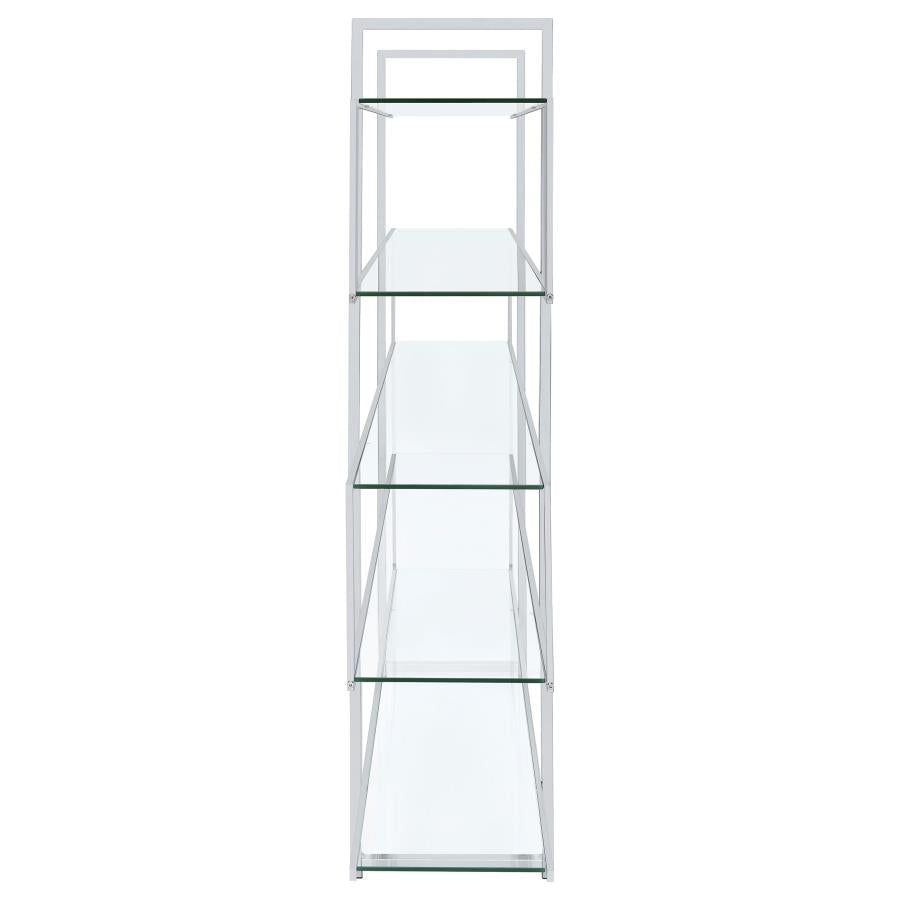 Elmer 5-shelf Bookcase Chrome and Clear