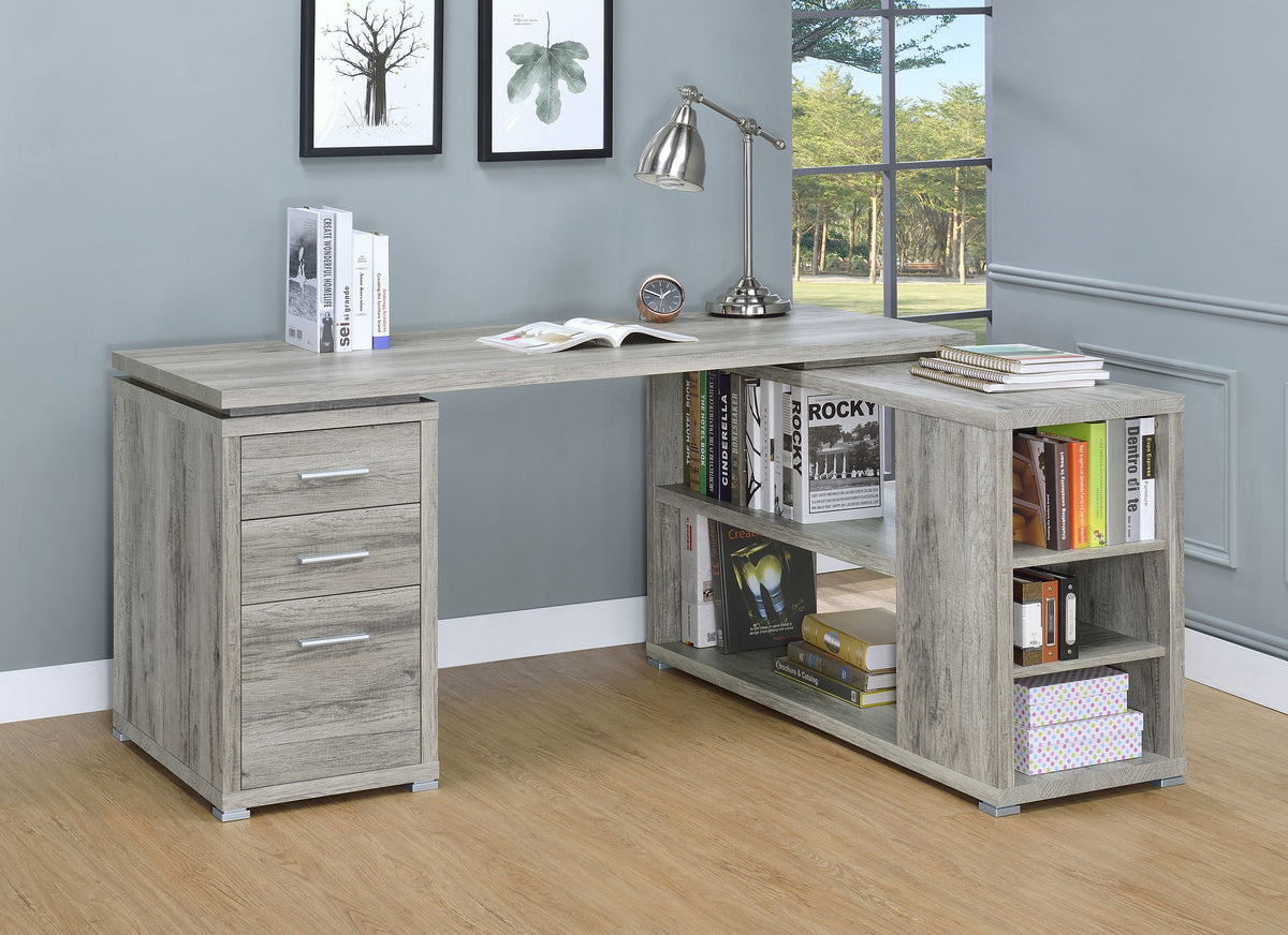 Yvette L-Shape Computer Desk Grey Driftwood