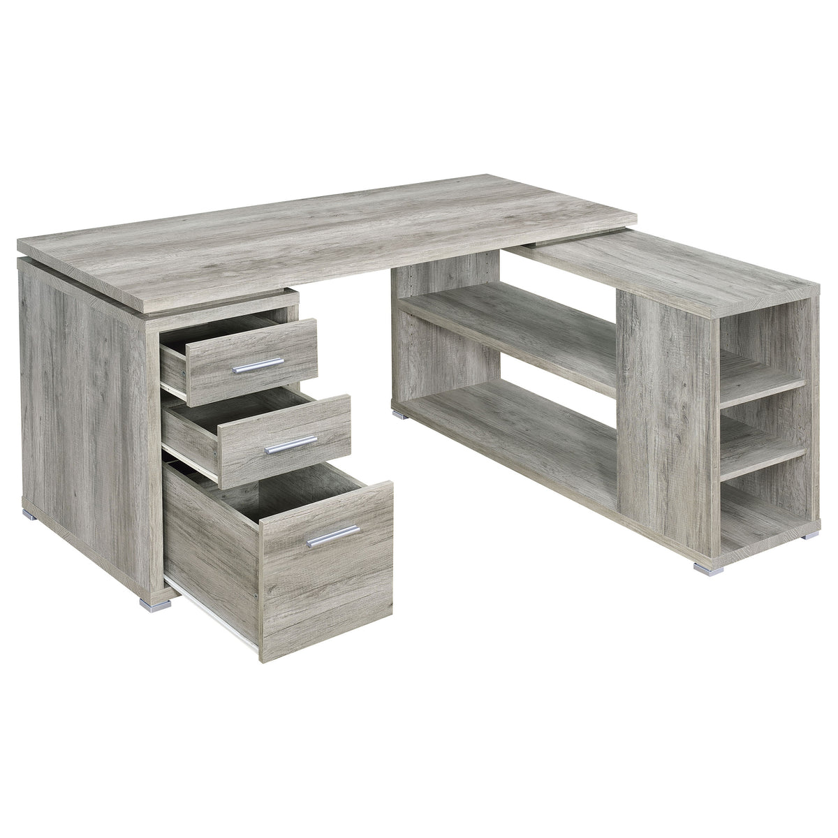 Yvette L-Shape Computer Desk Grey Driftwood