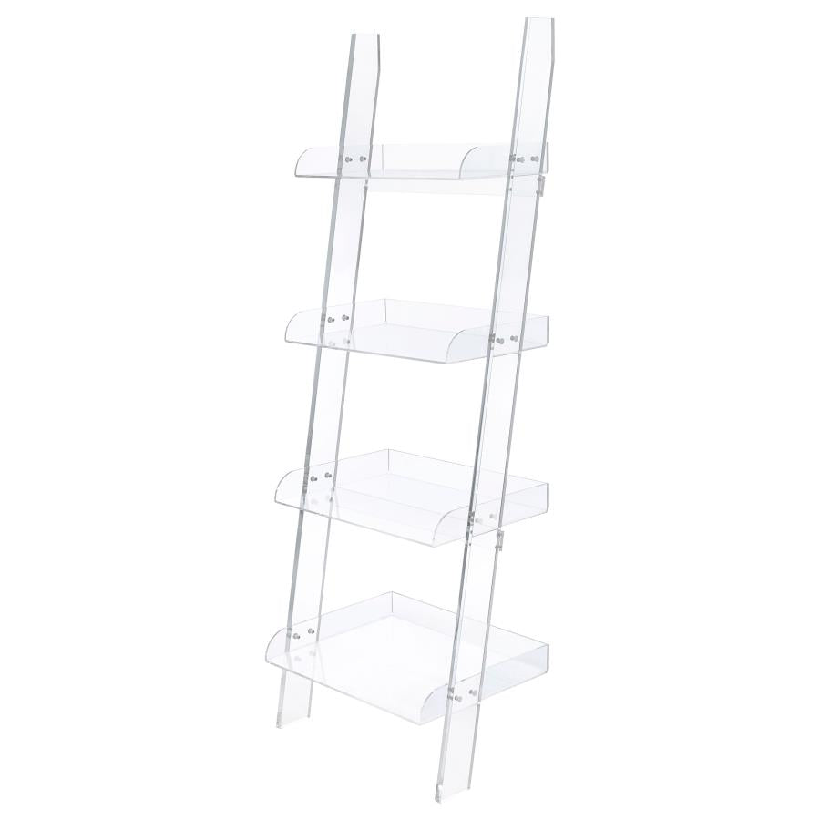 Coaster Amaturo Acrylic 4- Shelf Ladder Bookcase Clear 801553