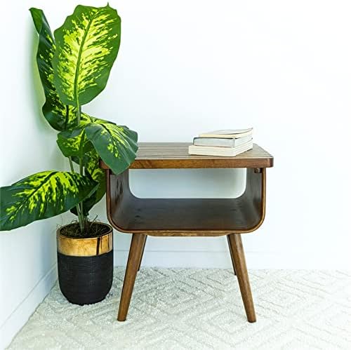 Andy Mid-Century Modern Rectangular Solid Wood End Table in Brown