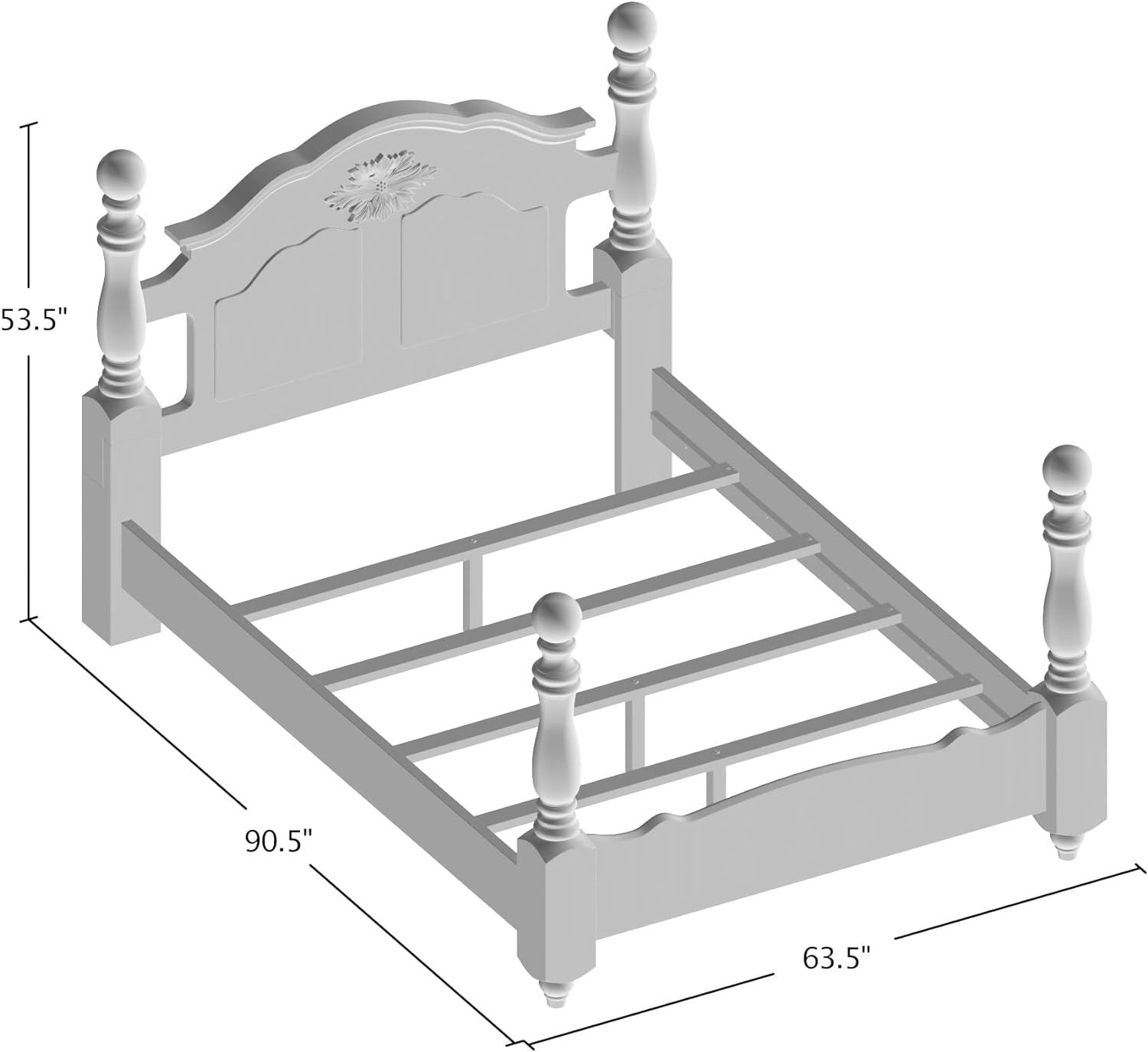 Traditional Scarlette Queen Classic Four Poster Bed in Glossy Dark Pine