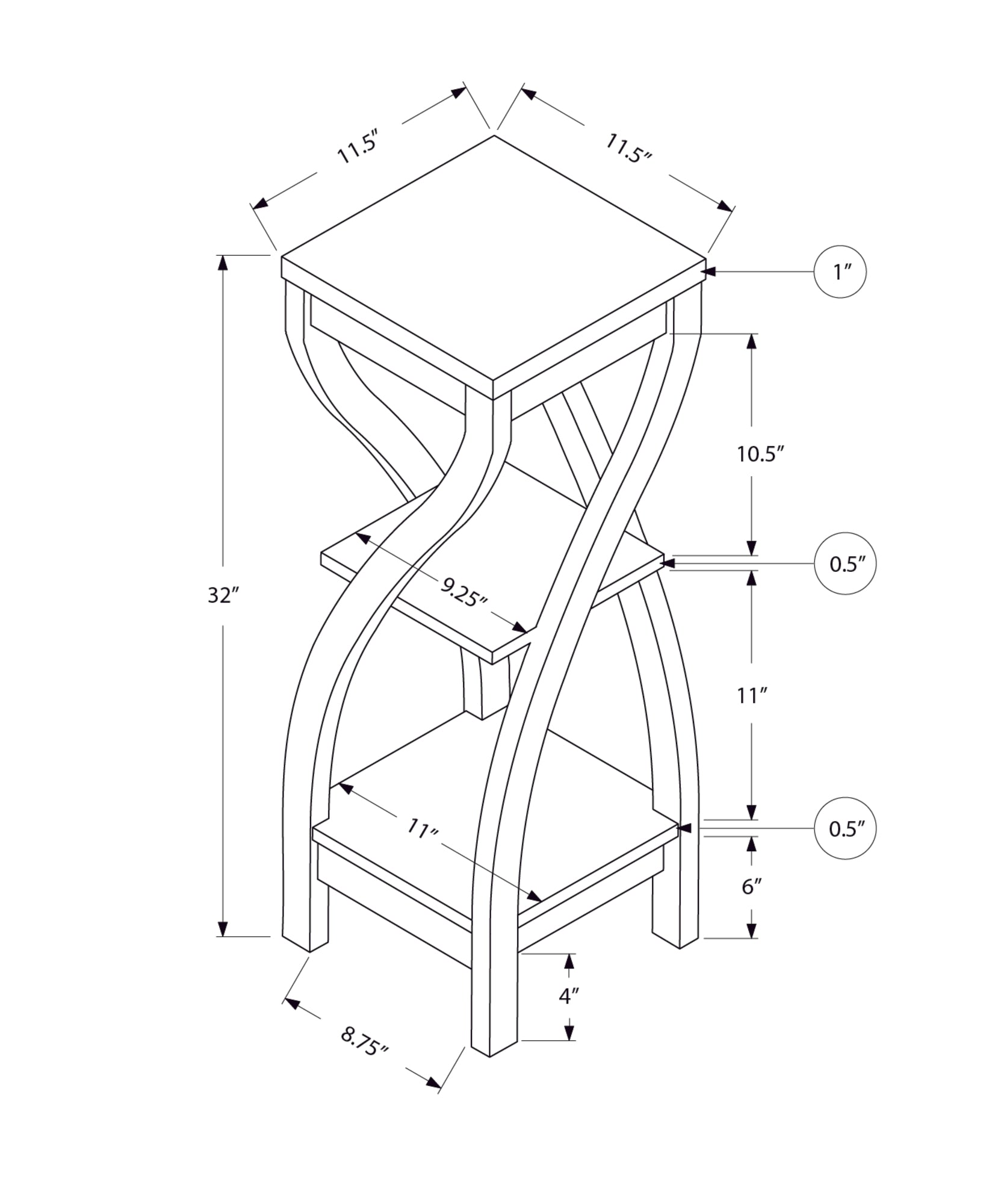 Dark Taupe Indoor Plant Stand Accent Table