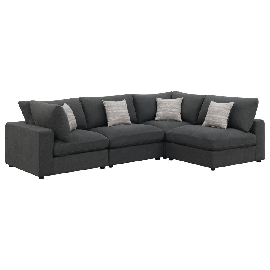 Serene 4-piece Upholstered Modular Sectional Sofa In Charcoal