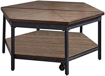 Ultimo Rustic Hexagon Lift-Top Cocktail Table With Casters
