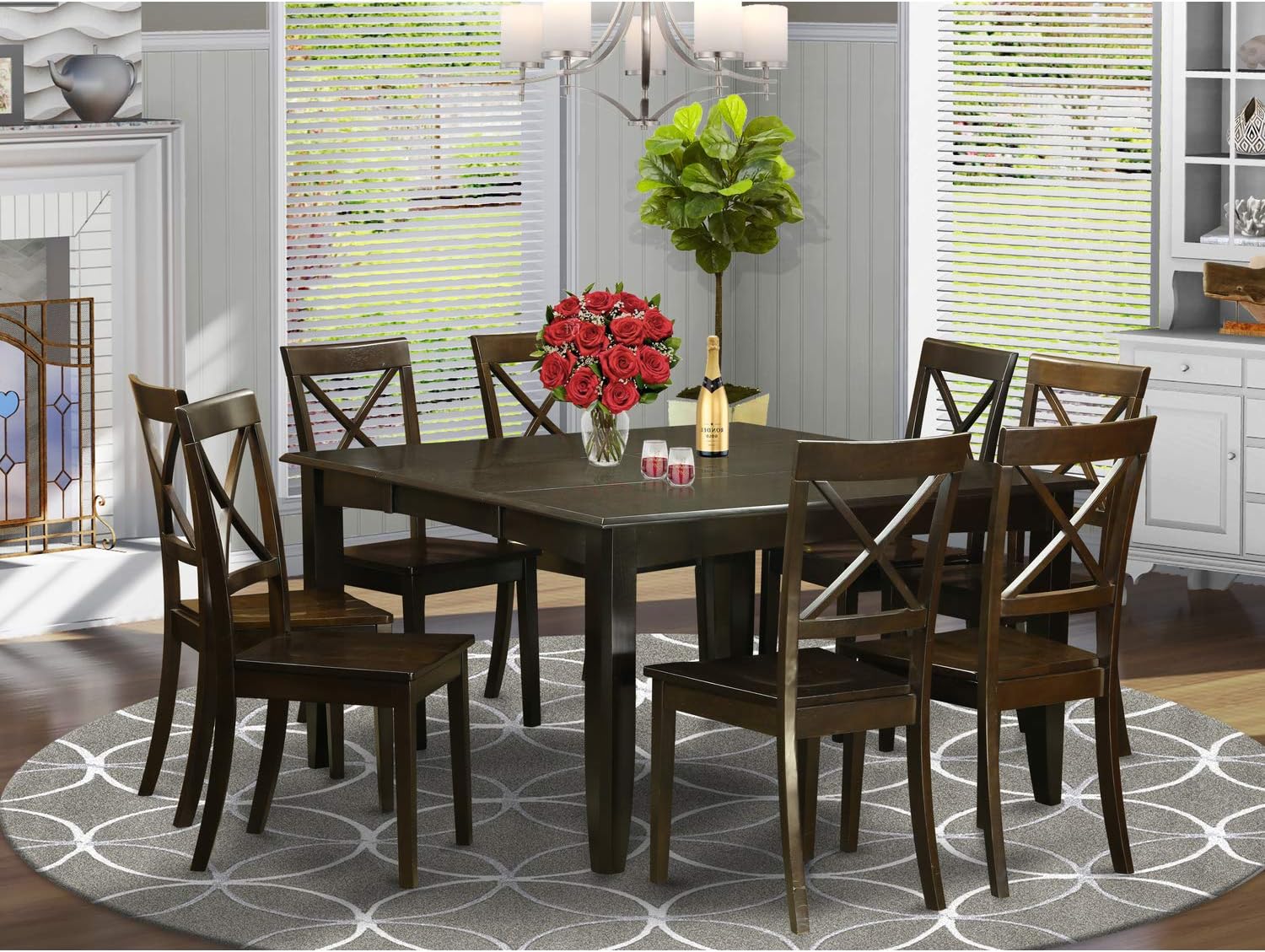 9 Pc Dining Room Kitchen Table w/ Leaf and 8 Dinette Chairs In Cappuccino