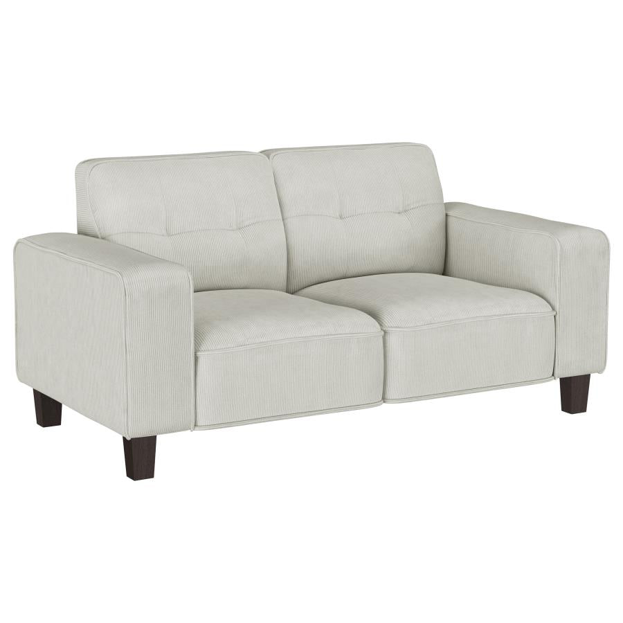 Deerhurst 3 PC Upholstered Track Arm Sofa Love Seat Chair Set in Greige