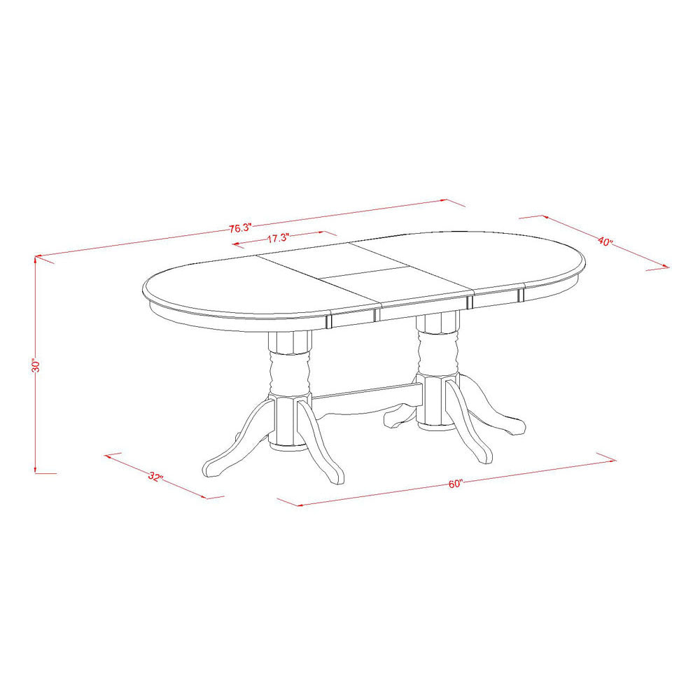 VAAV7-OAK-W 7 PC Dining room set Table with Leaf and 6 Dining Chairs