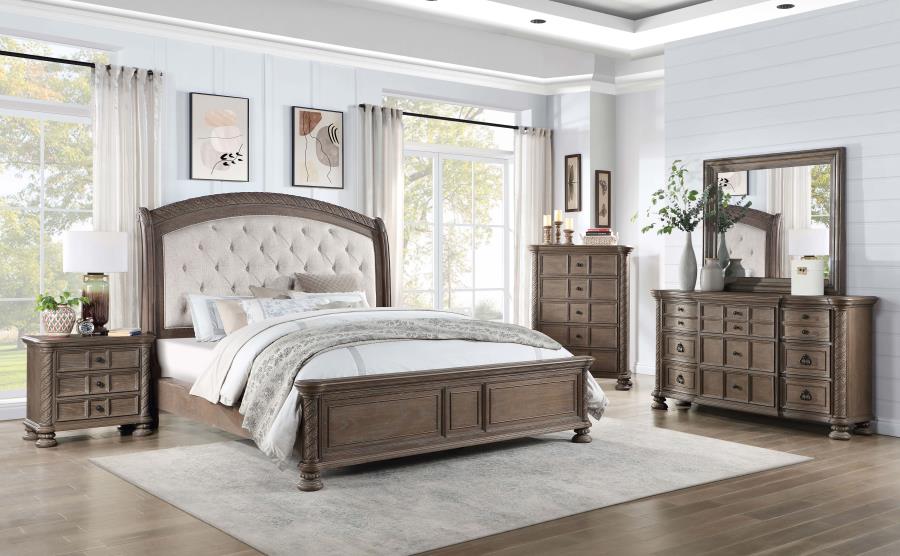 Emmett 5-piece California King Bedroom Set Walnut and Beige