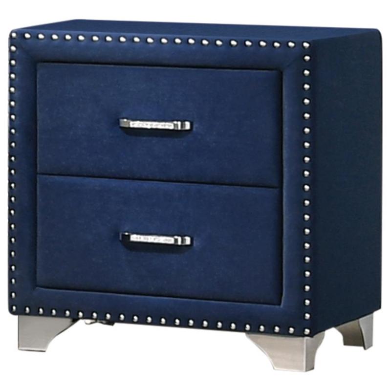 Juliana 2-Drawer Upholstered Nightstand In Pacific Blue