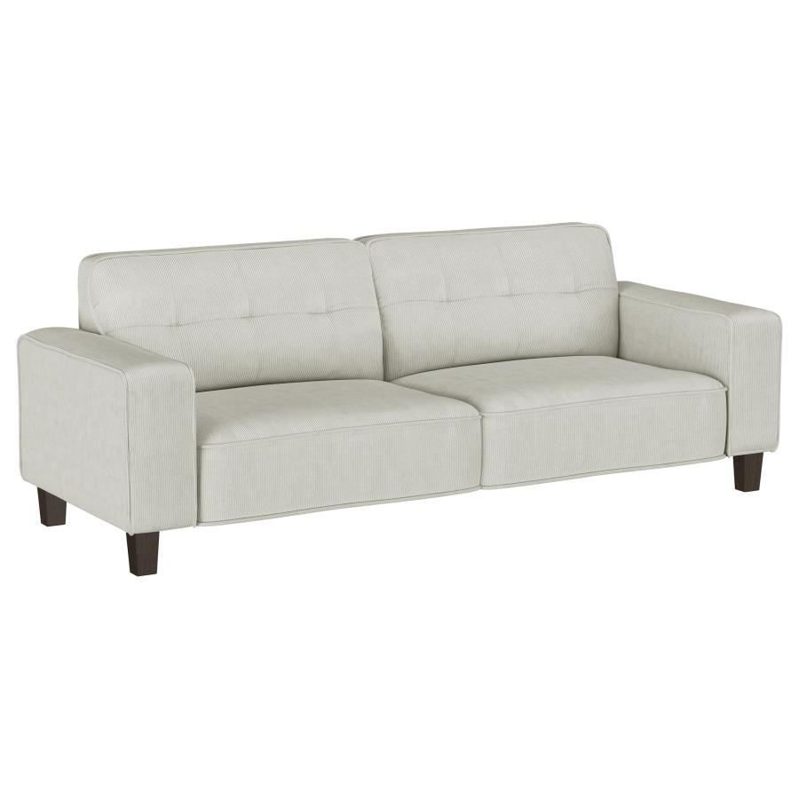 Deerhurst 3 PC Upholstered Track Arm Sofa Love Seat Chair Set in Greige