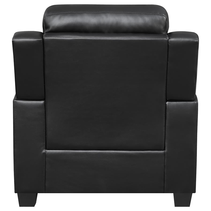 Finley Tufted Pillow Arm Leatherette Upholstered Chair In Black