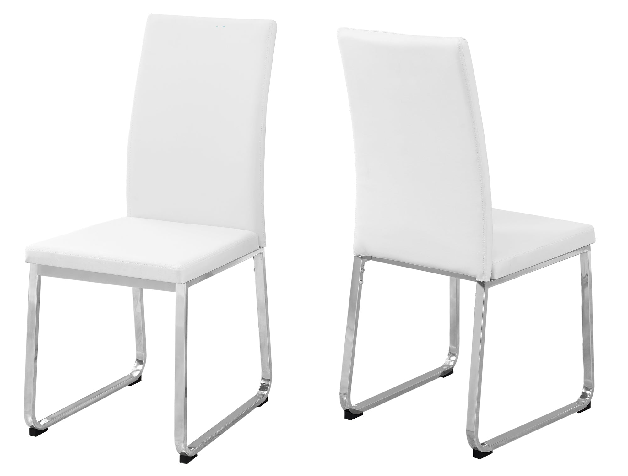 Contemporary leatherette Upholstered Dining Chairs in White / Chrome Set of 2