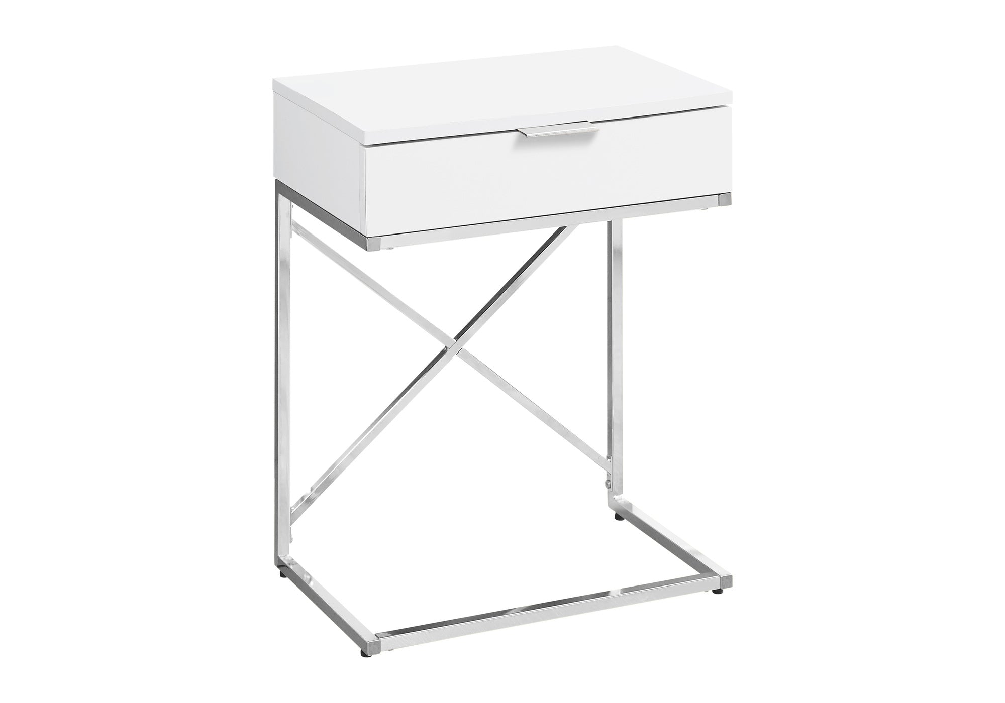 Contemporary X Design accent End Snack Chairside Table With Drawer in White