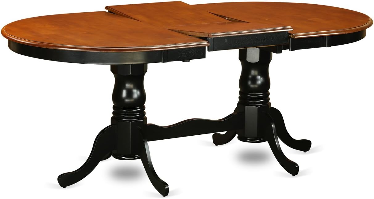 9 Pc Oval Dining room Table with Leaf and Leatherette Seat Chairs in Black / Cherry