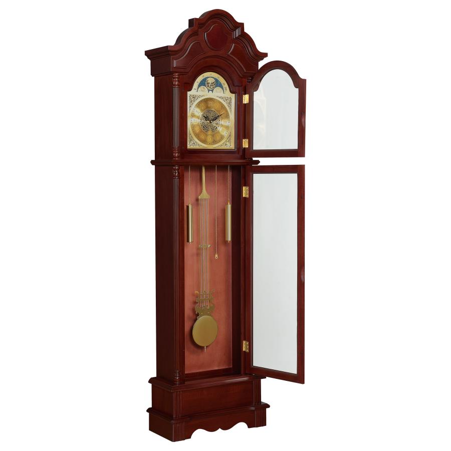 Traditional Accent Westminster Grandfather Clock Brown Red And Clear