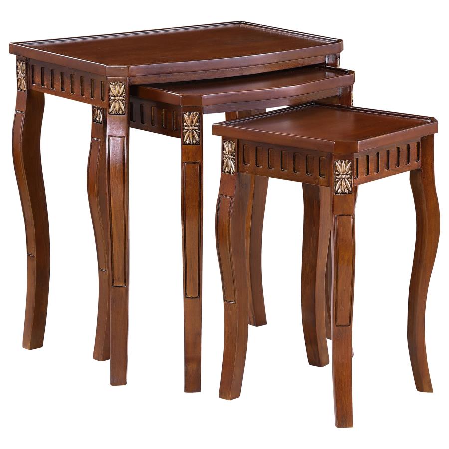 3-Piece Curved Leg Nesting Tables In Warm Brown