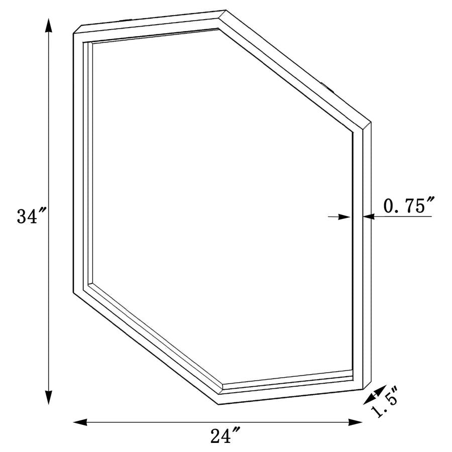 Contemporary Hexagon Shaped Accent Wall Mirror With Gold Frame 902356