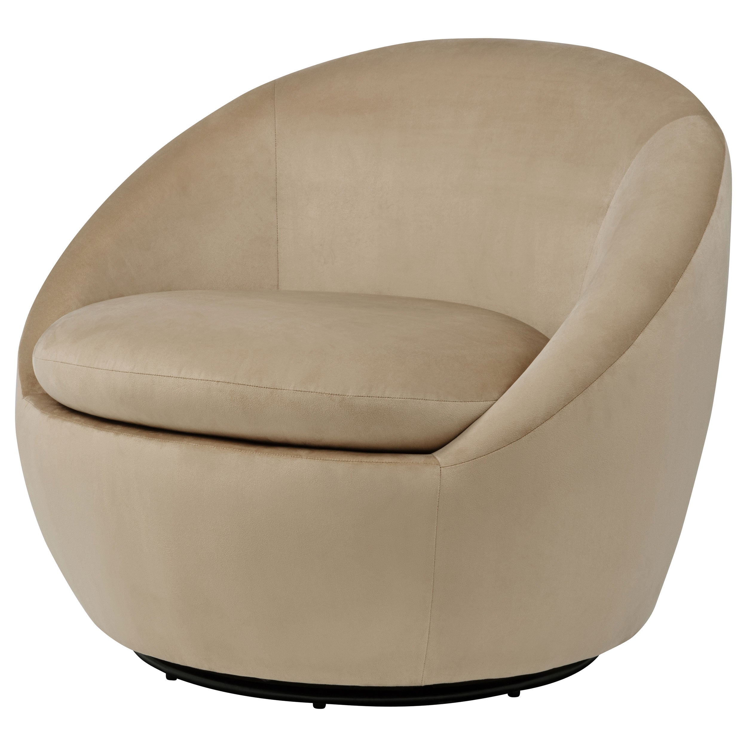 Myernick Velvet Upholstered Swivel Accent Chair Camel