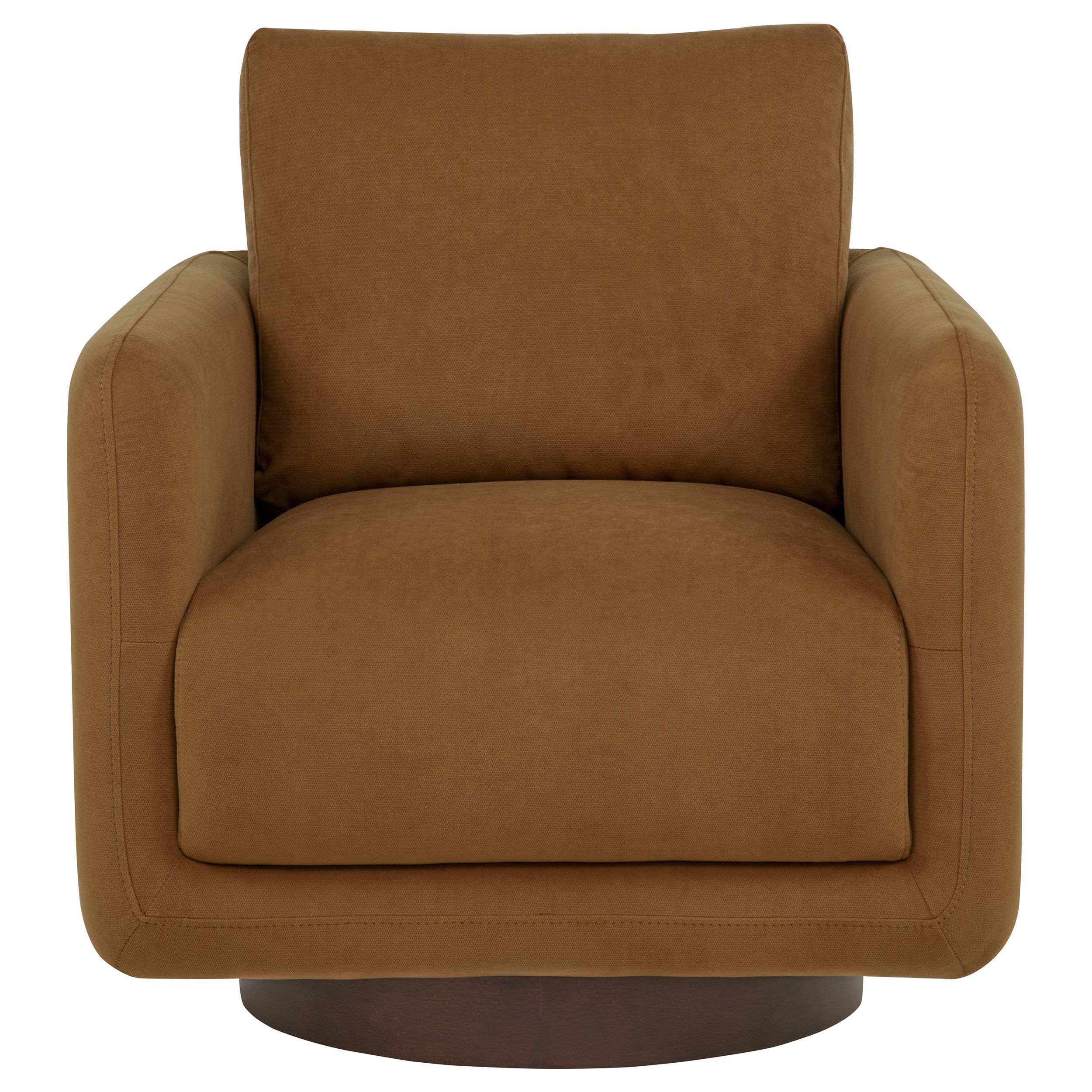 Iris Fabric Upholstered Swivel Accent Chair Rust