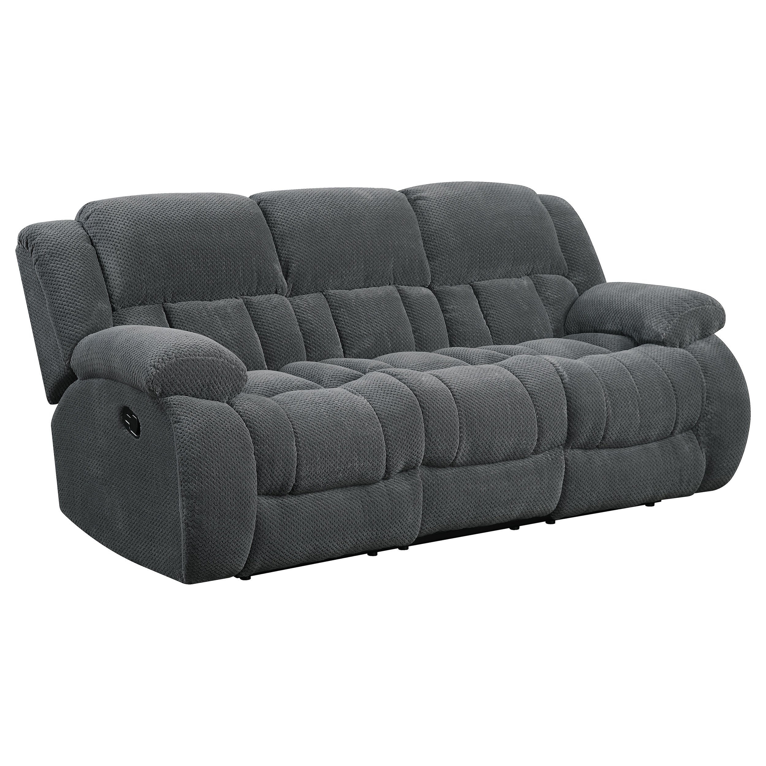3 PC Weissman Upholstered Tufted Reclining Sofa Love Seat Recliner Living Room Set In Gray
