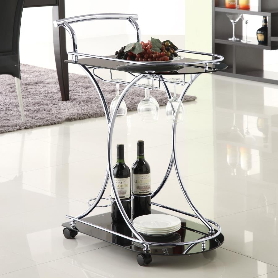 2-Shelve Serving Recreation Game room Cart Trolley Chrome And Black