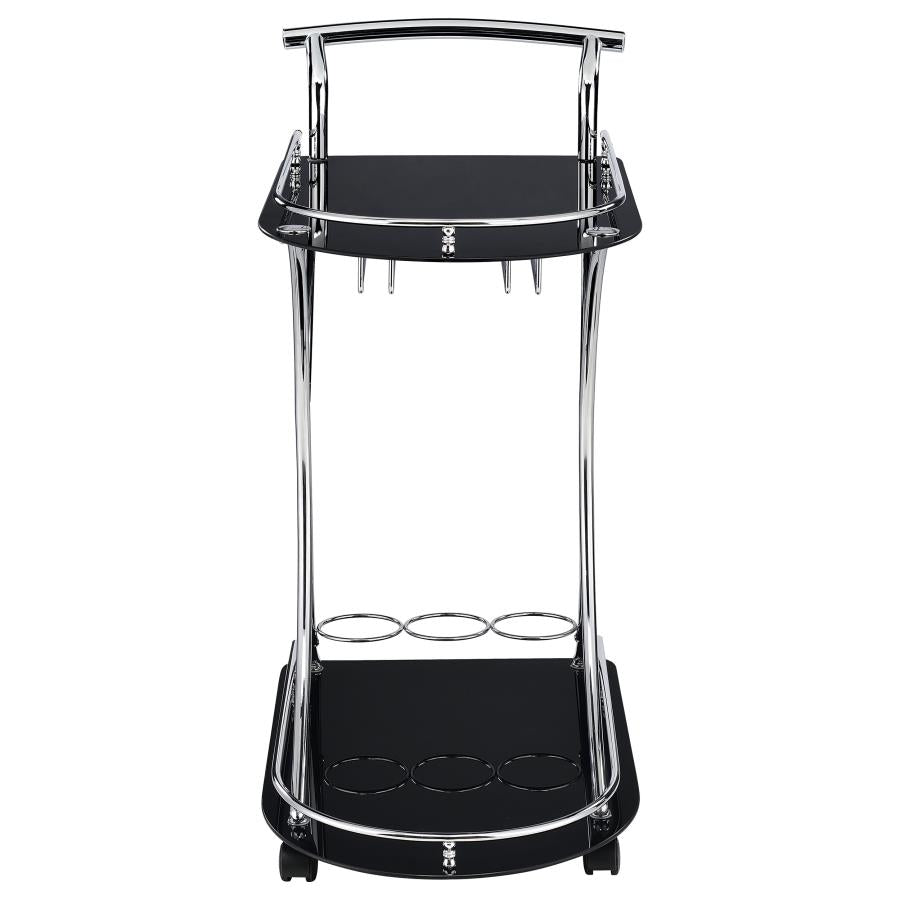 2-Shelve Serving Recreation Game room Cart Trolley Chrome And Black