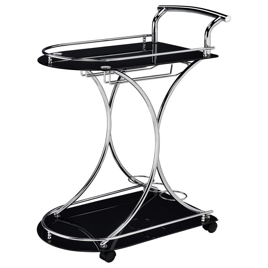 2-Shelve Serving Recreation Game room Cart Trolley Chrome And Black