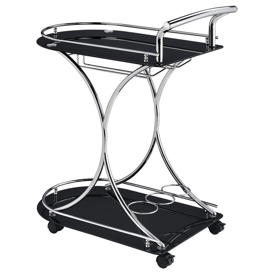 2-Shelve Serving Recreation Game room Cart Trolley Chrome And Black