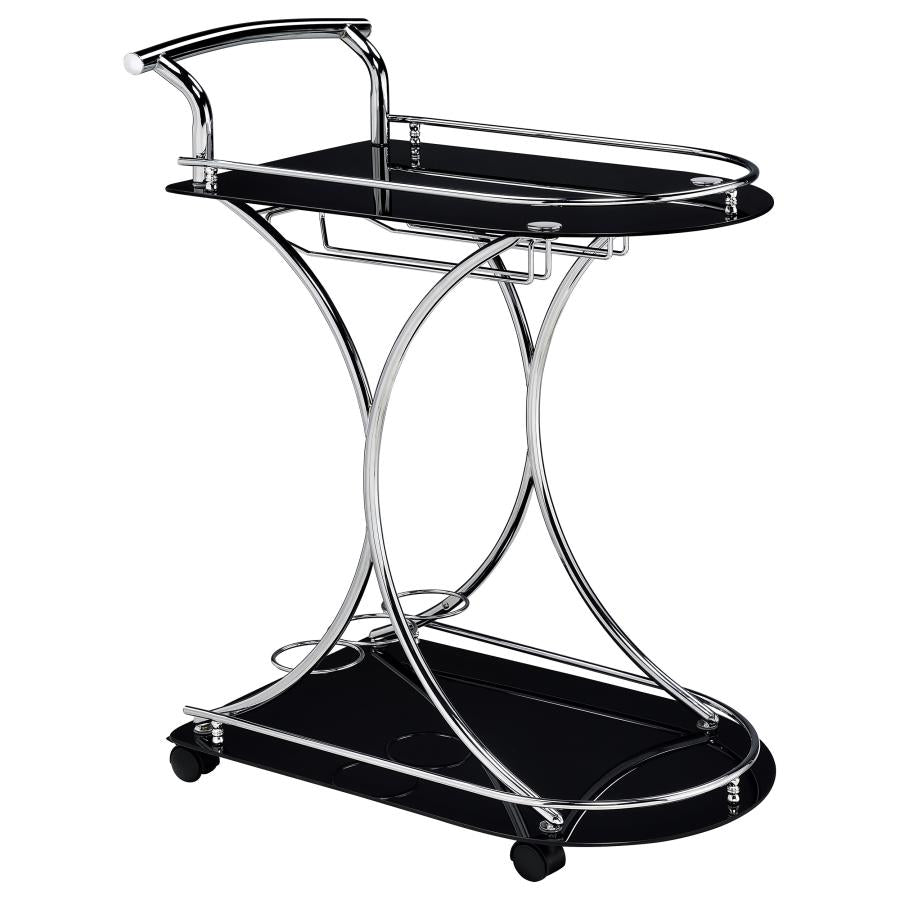 2-Shelve Serving Recreation Game room Cart Trolley Chrome And Black