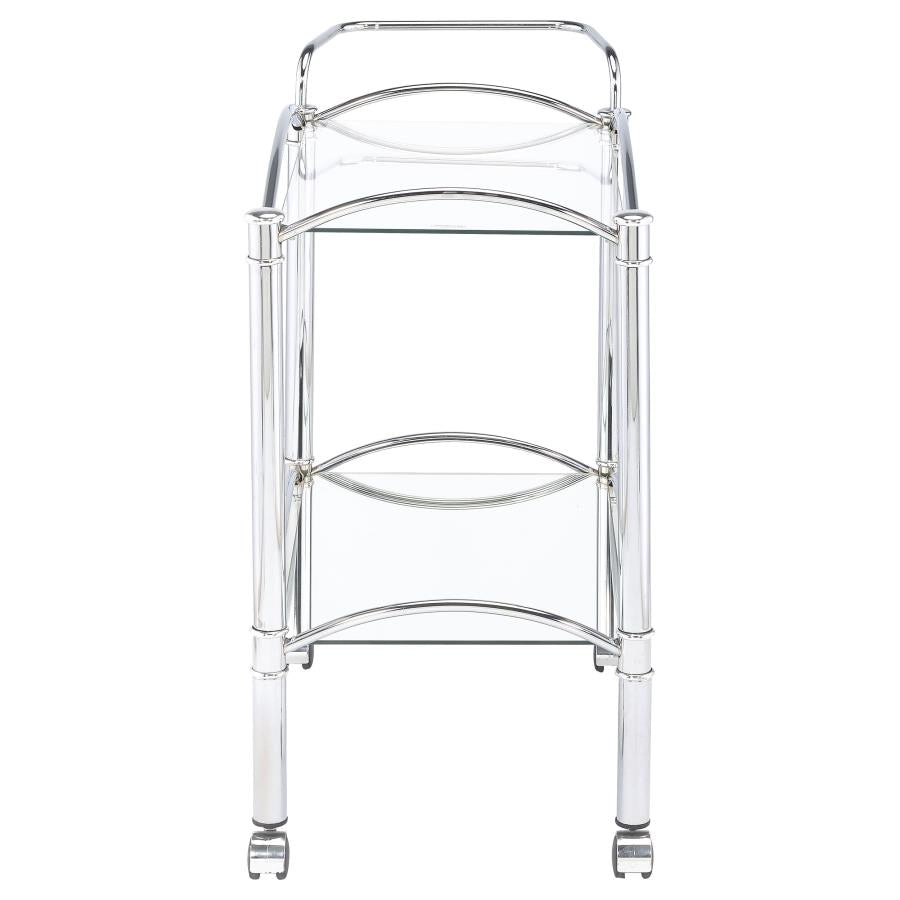 Shadix 2-tier Serving Cart with Glass Top Chrome and Clear