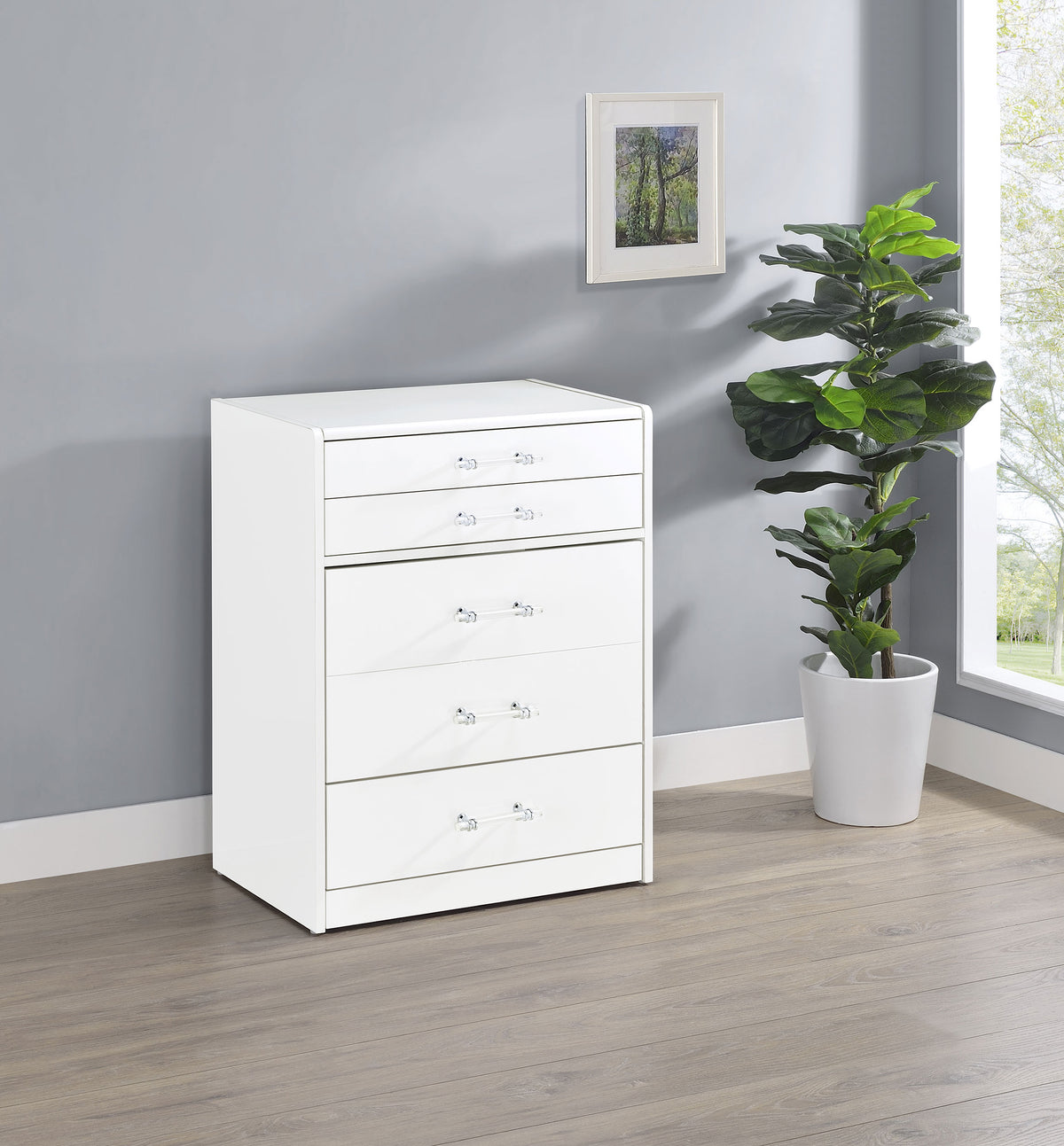 Danbury 3-drawer Makeup Vanity and Stool Set White High Gloss