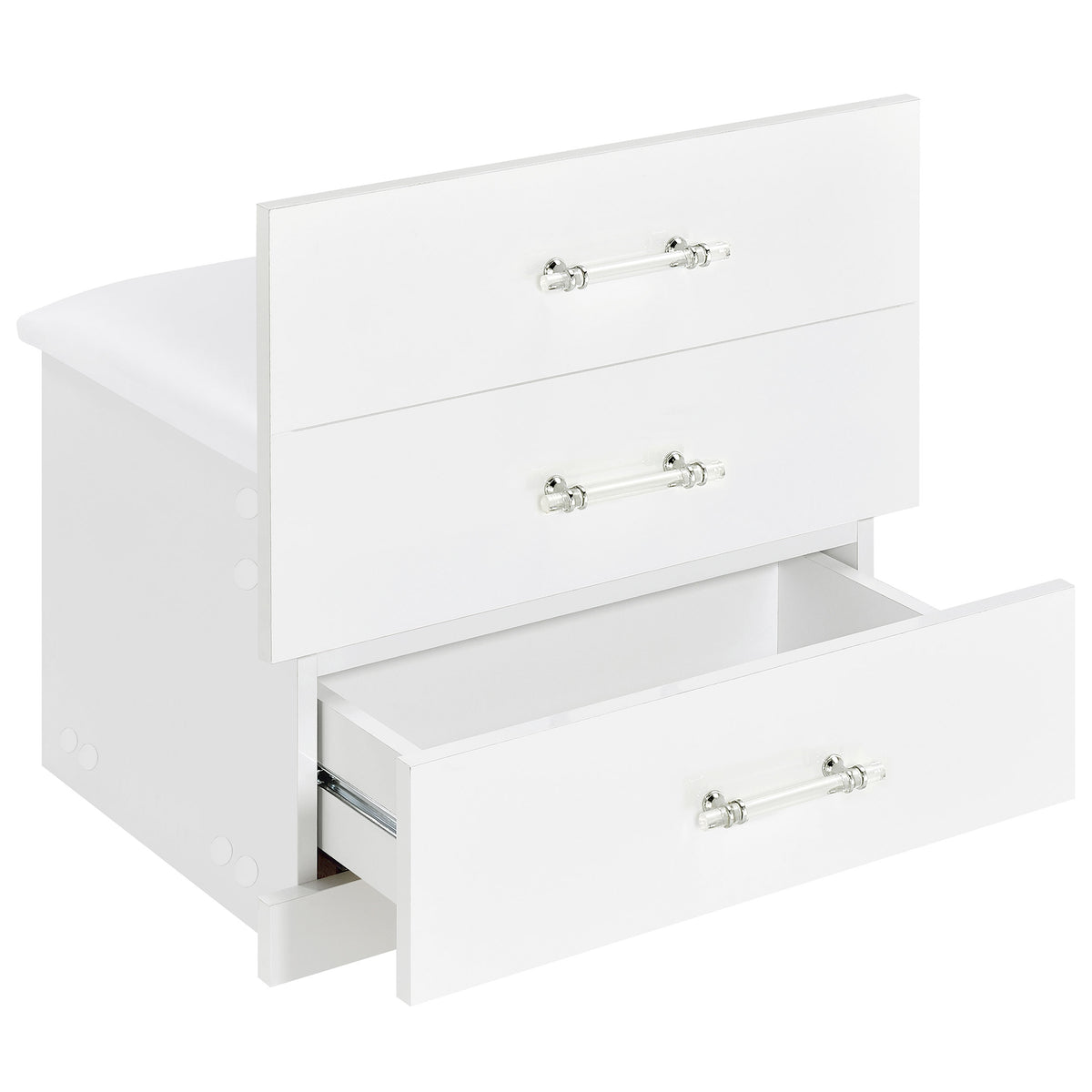 Danbury 3-drawer Makeup Vanity and Stool Set White High Gloss