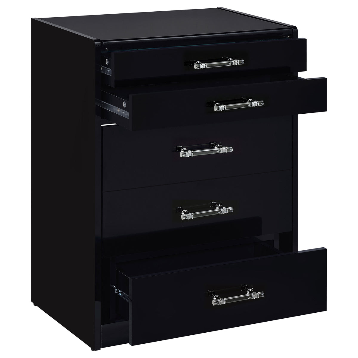 Danbury 3-drawer Makeup Vanity and Stool Set Black High Gloss