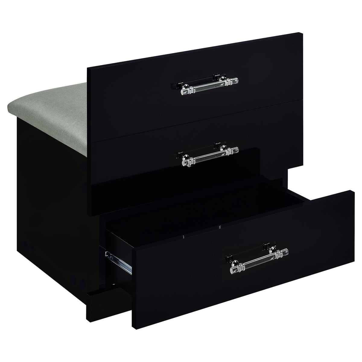 Danbury 3-drawer Makeup Vanity and Stool Set Black High Gloss