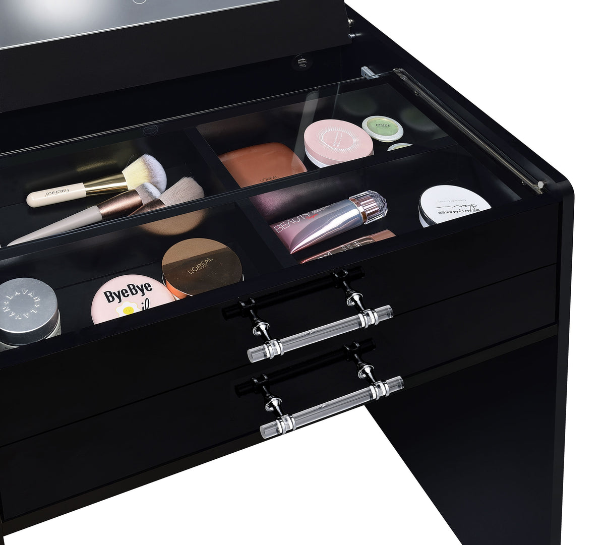 Danbury 3-drawer Makeup Vanity and Stool Set Black High Gloss