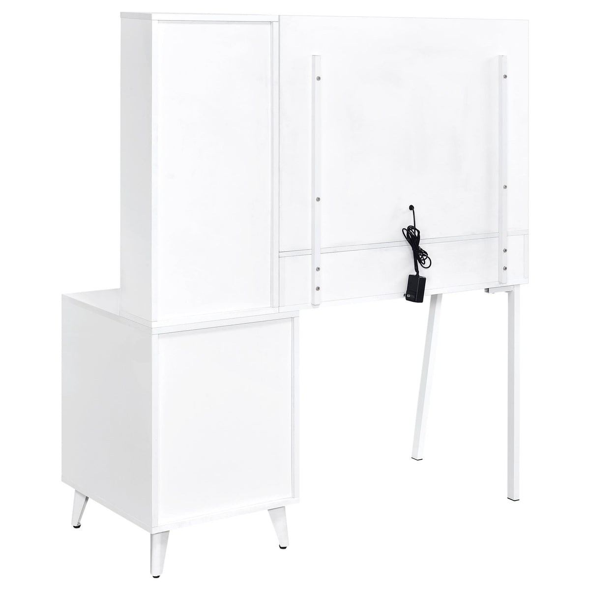 Souza 5-Drawer Makeup Vanity Table with LED Mirror White High Gloss