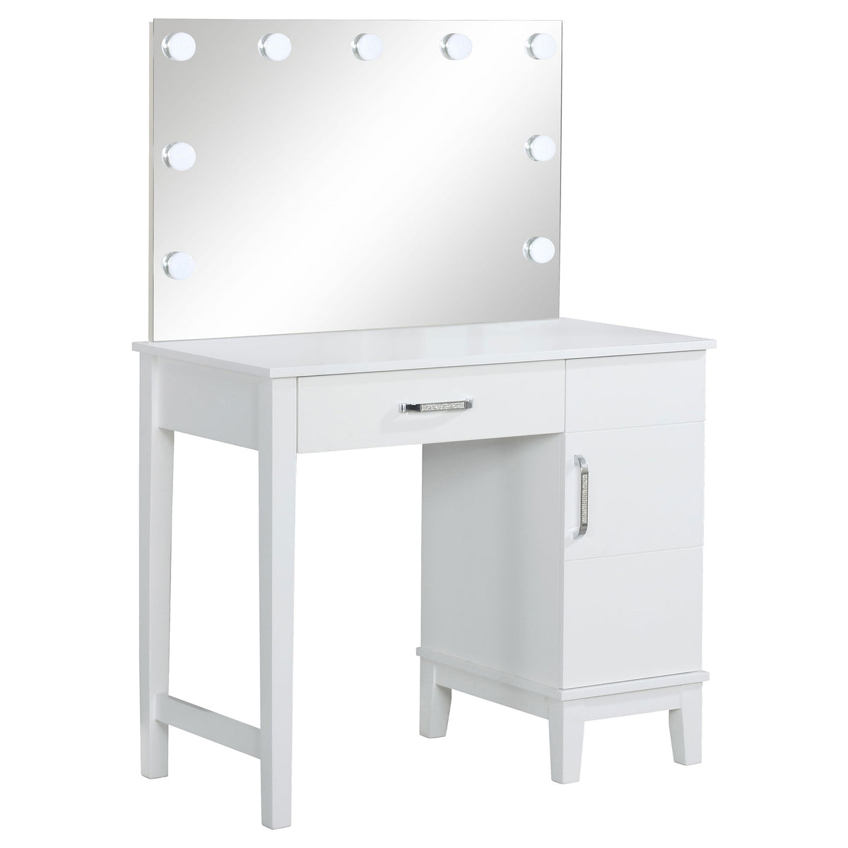 Elijah Vanity Set with Lighting and Stool White and Dark Grey