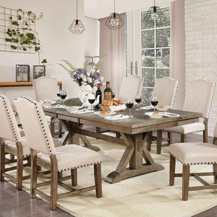 Furniture of America Stanley Rustic Extendable Dining Table, Light Oak