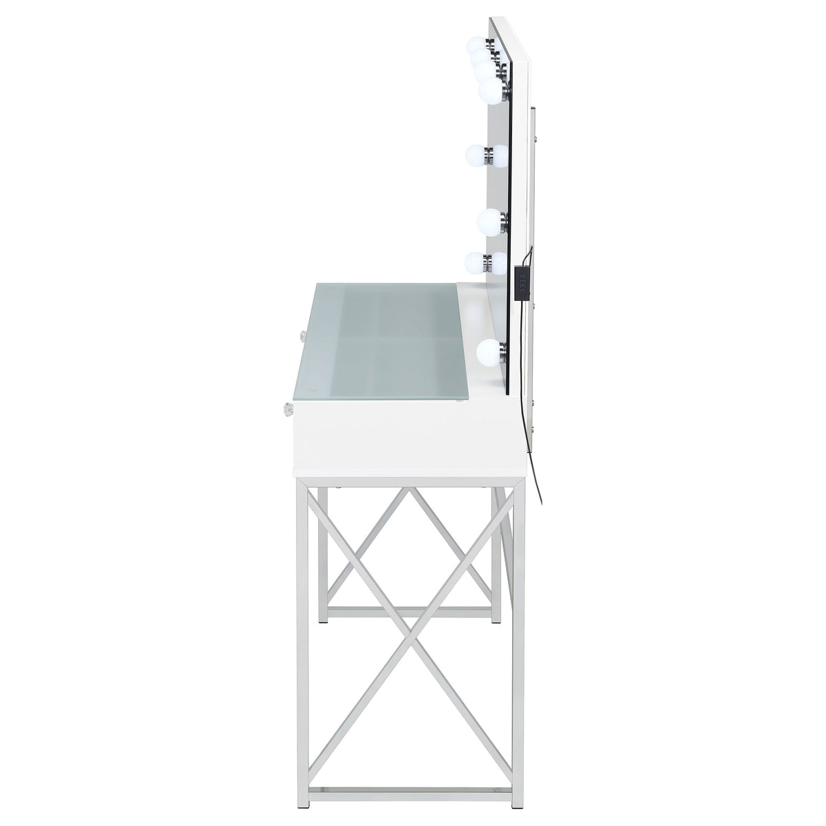 Eliza Vanity Set with Lighting and Stool White and Chrome