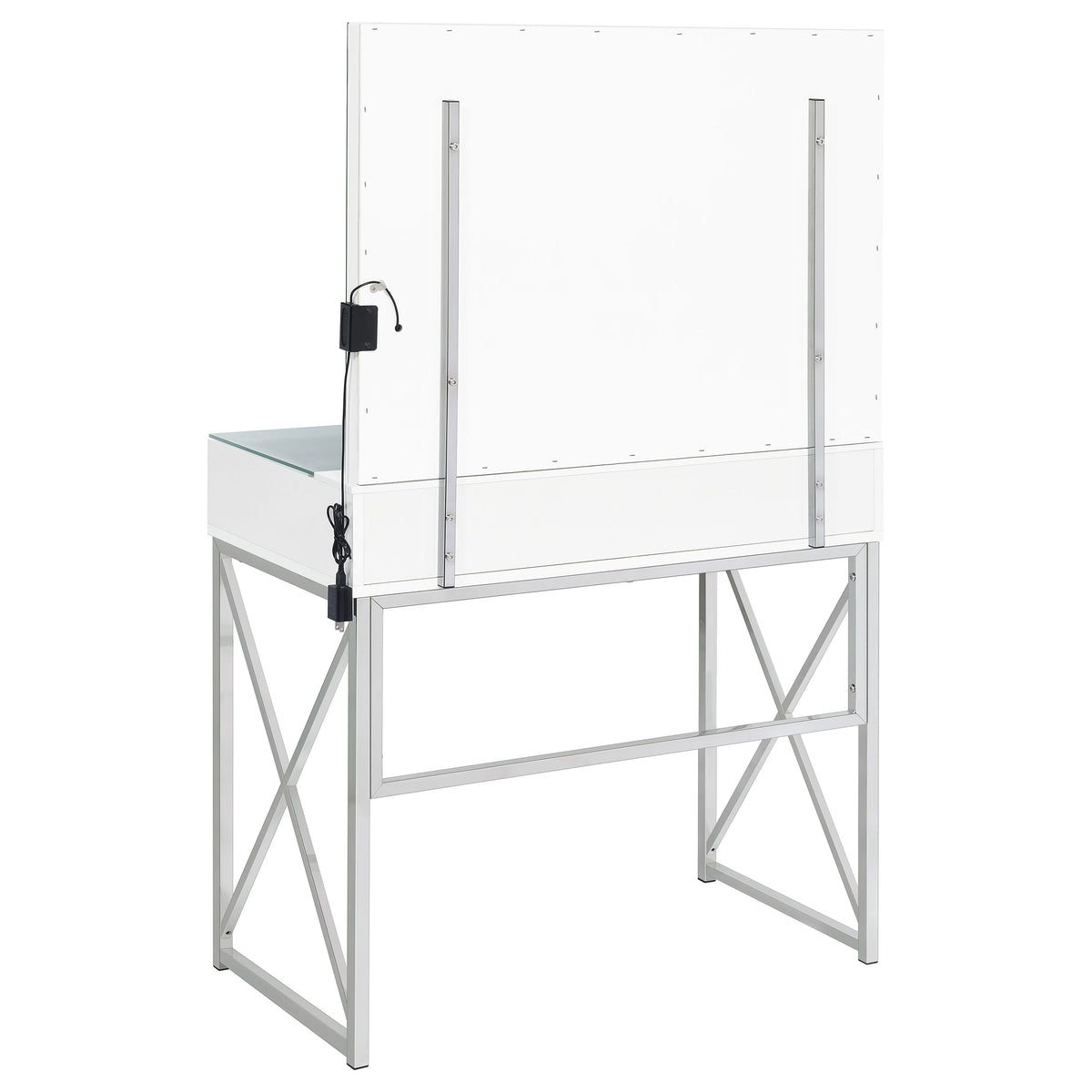 Eliza Vanity Set with Lighting and Stool White and Chrome
