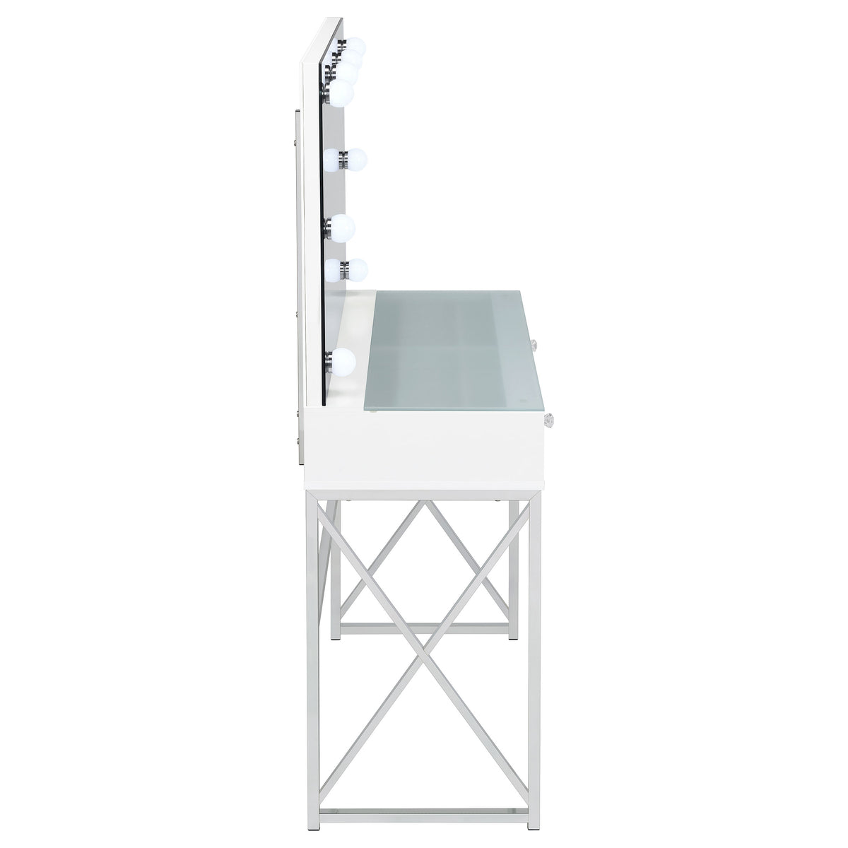 Eliza Vanity Set with Lighting and Stool White and Chrome