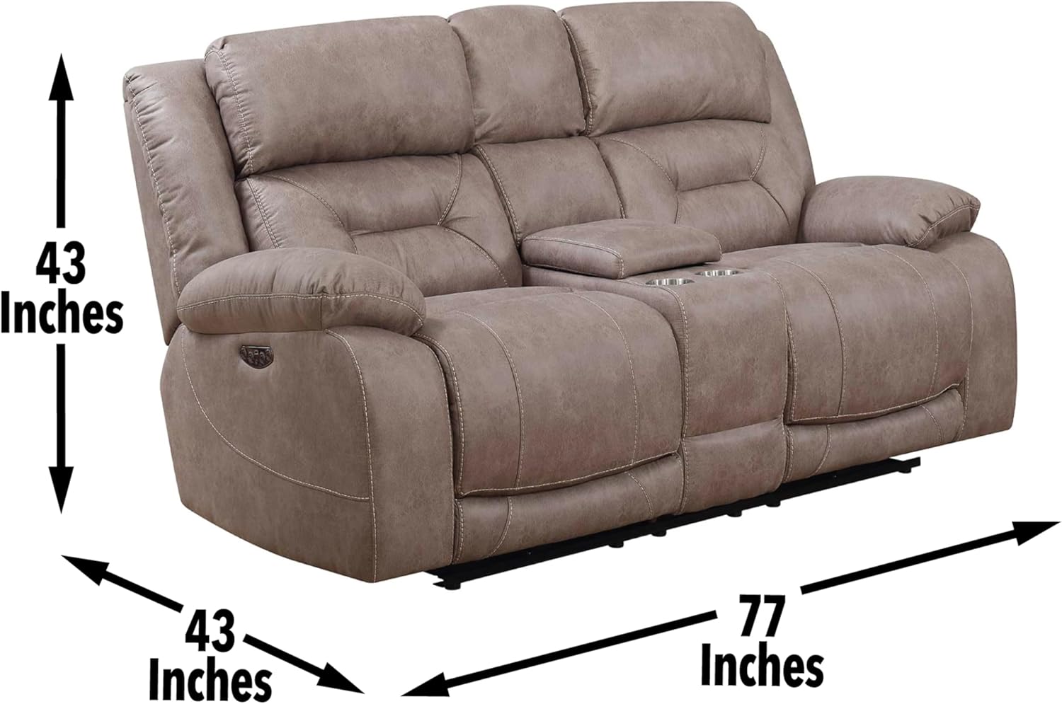 Aria Dual-Power Love Seat with Memory Gel Foam, Power Features, and USB Port in Desert Sand