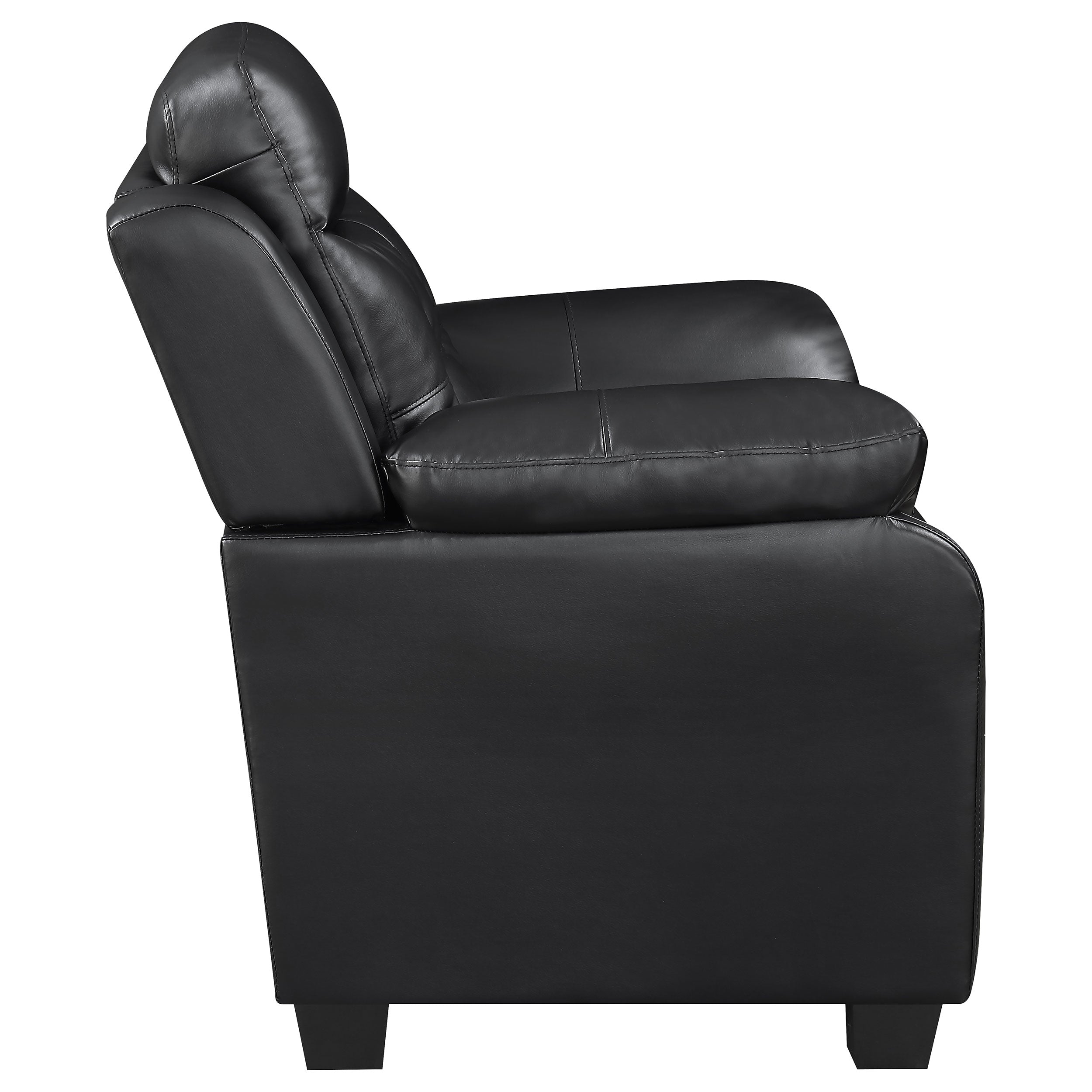 Finley Tufted Pillow Arm Leatherette Upholstered Love Seat In Black