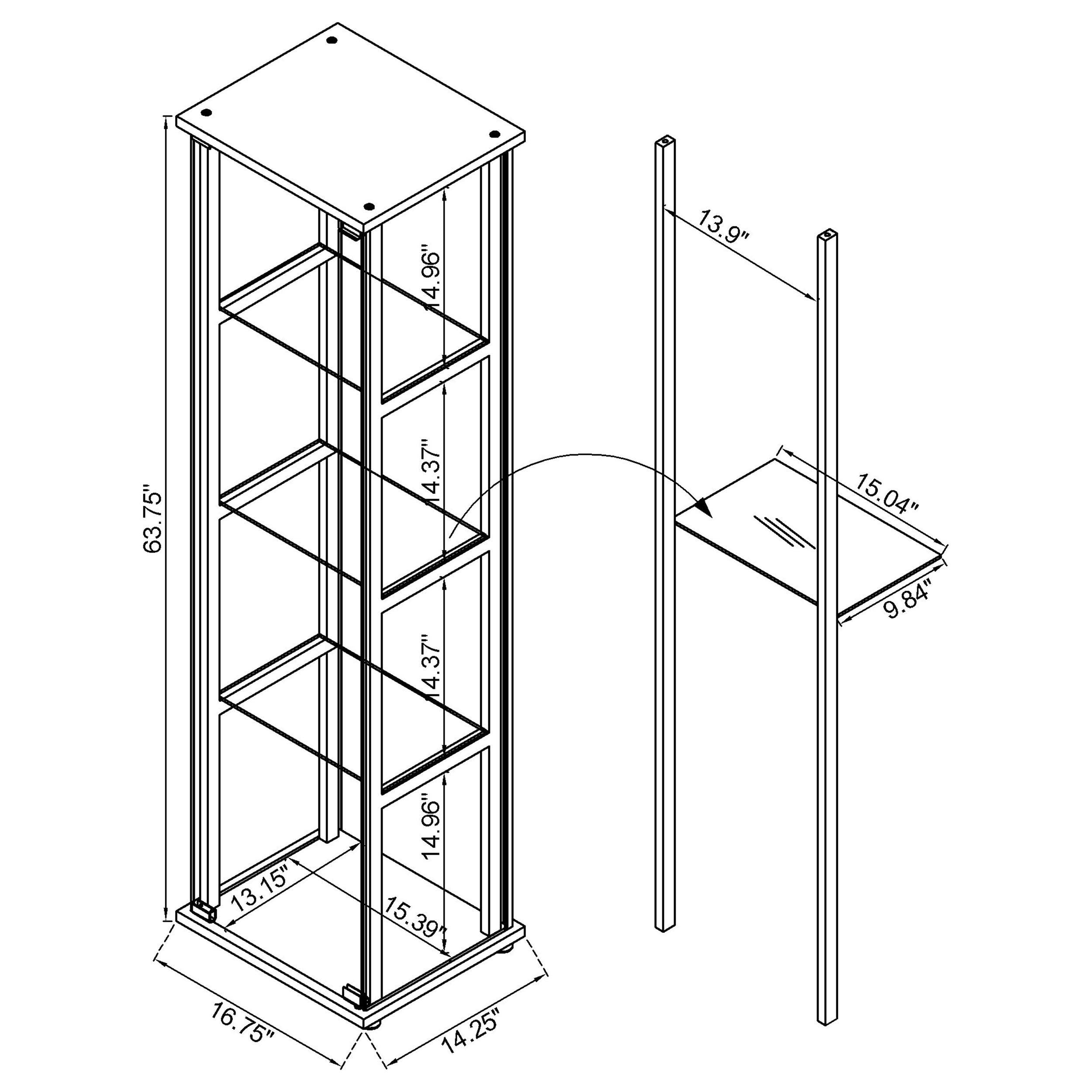 Cyclamen 4-shelf Curio Cabinet