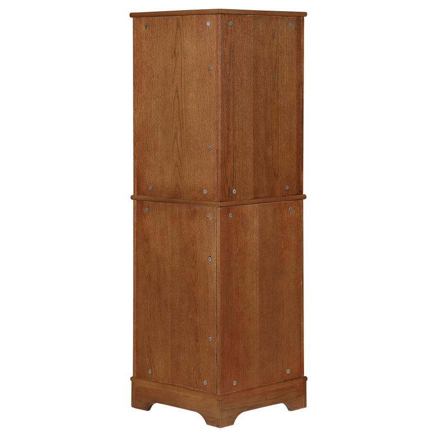 4 Shelf Traditional Corner Curio Cabinet in Warm Golden Brown