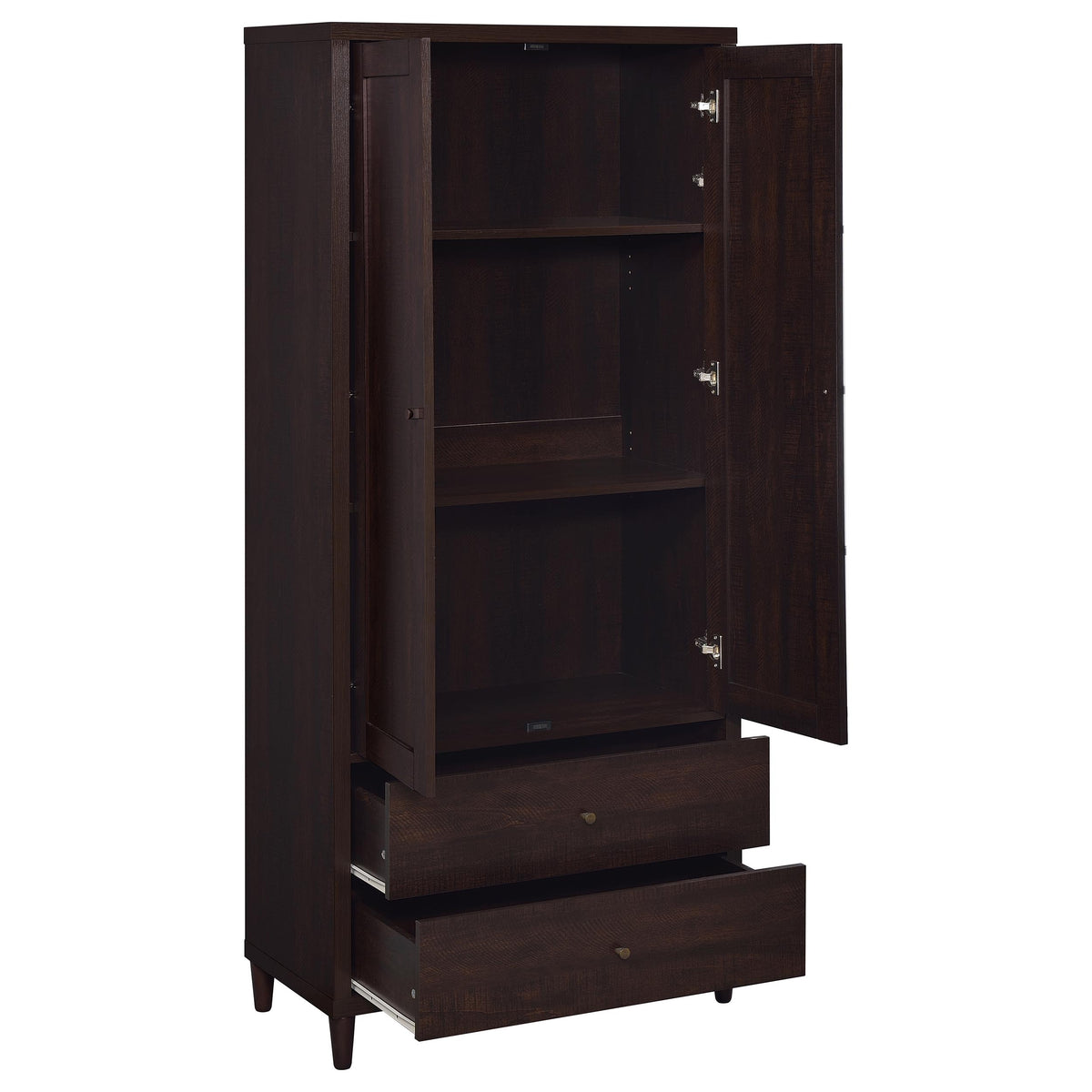 Wadeline tall accent storage cabinet in rustic tobacco - angle view